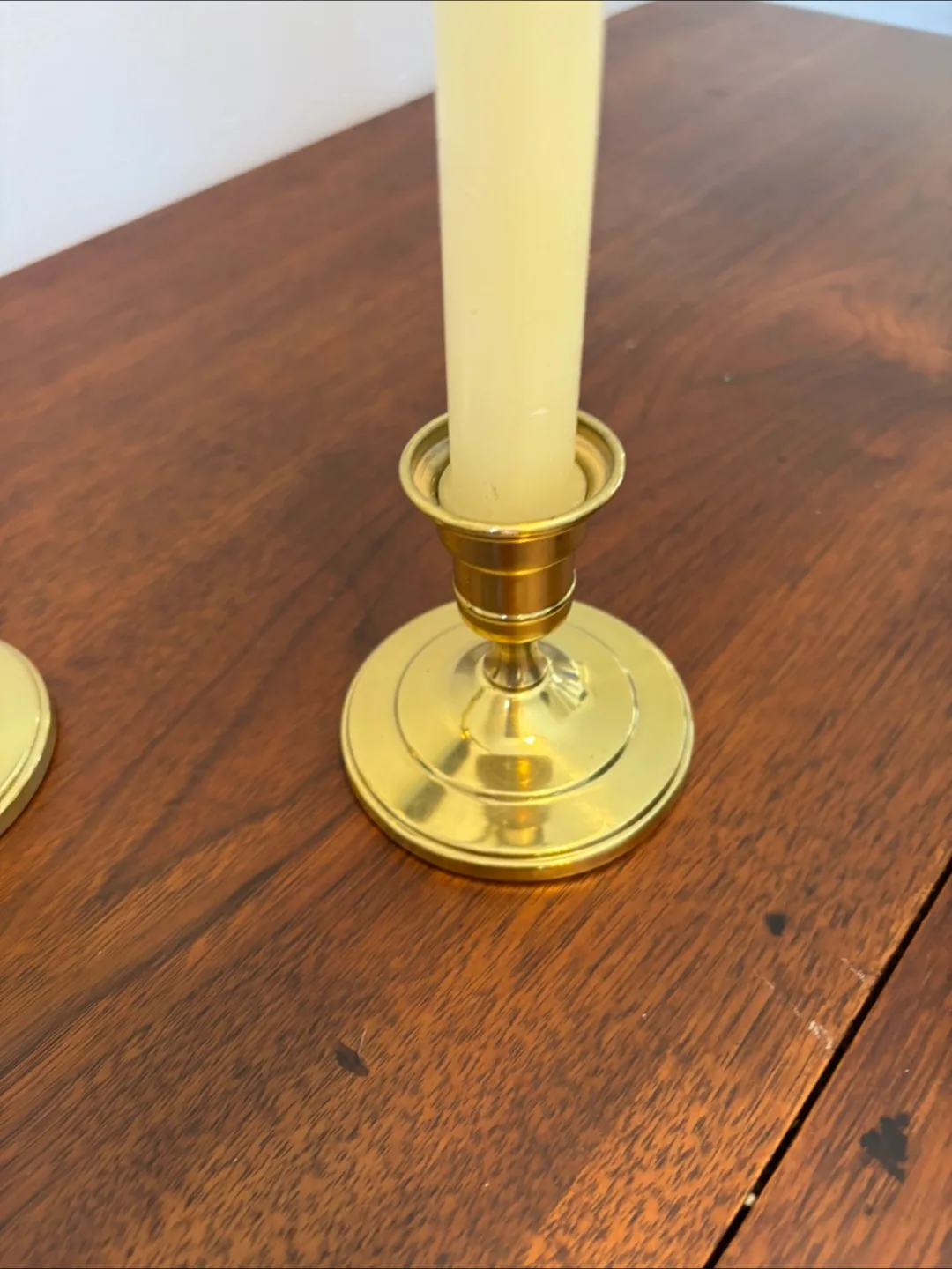 Pair of Brass Colonial Candle Lamps with Black Shades image indicator(10)
