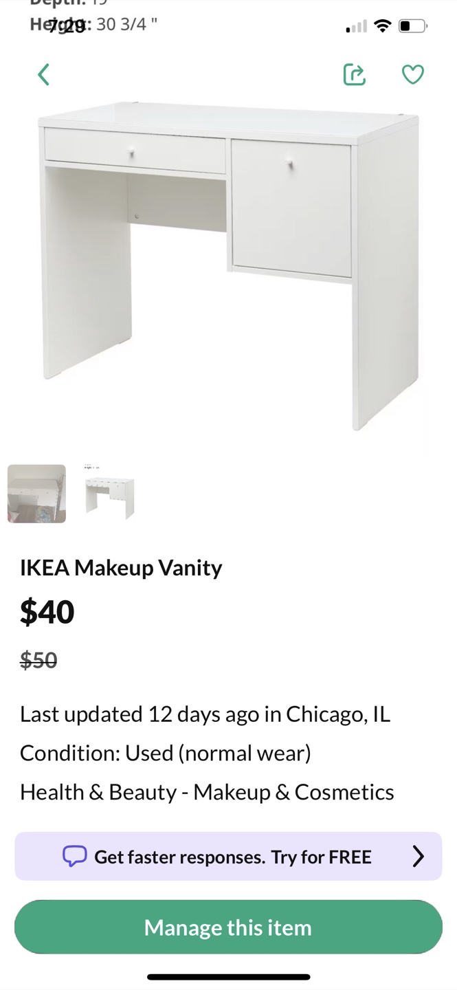 IKEA Makeup Vanity - White