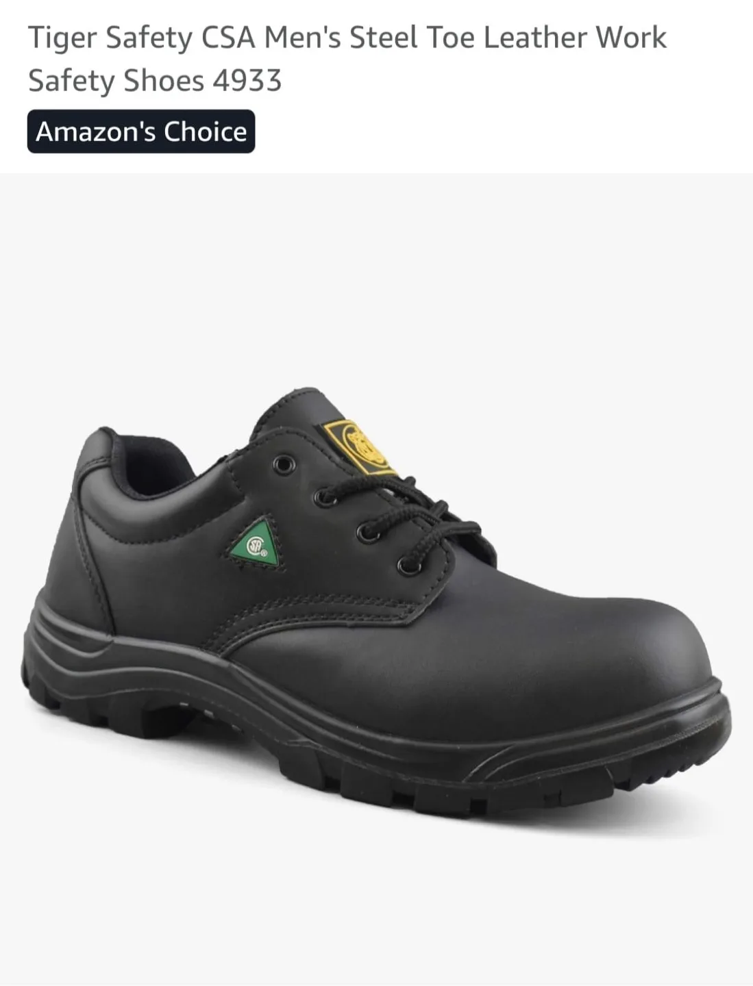 Tiger Safety CSA Steel Toe Leather Work Shoes thumbnail