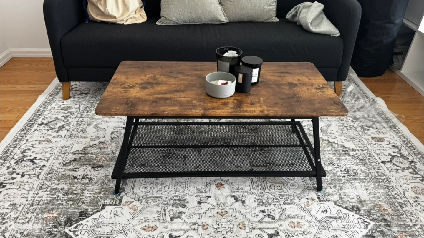 Industrial Coffee Table with Storage Shelf thumbnail