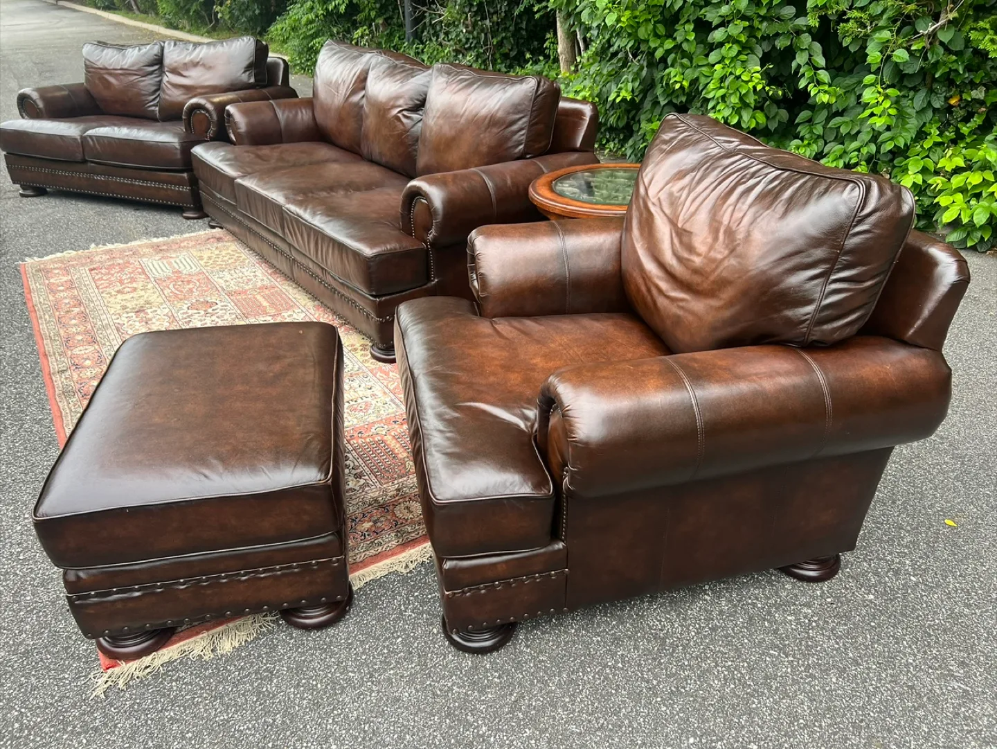 Leather Living Room Set - Sofa, Loveseat, Chair, Ottoman thumbnail
