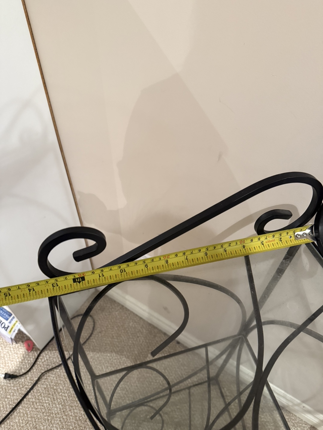 Wrought iron Corner Shelf with Glass Shelves - 3ft Tall - photo 3