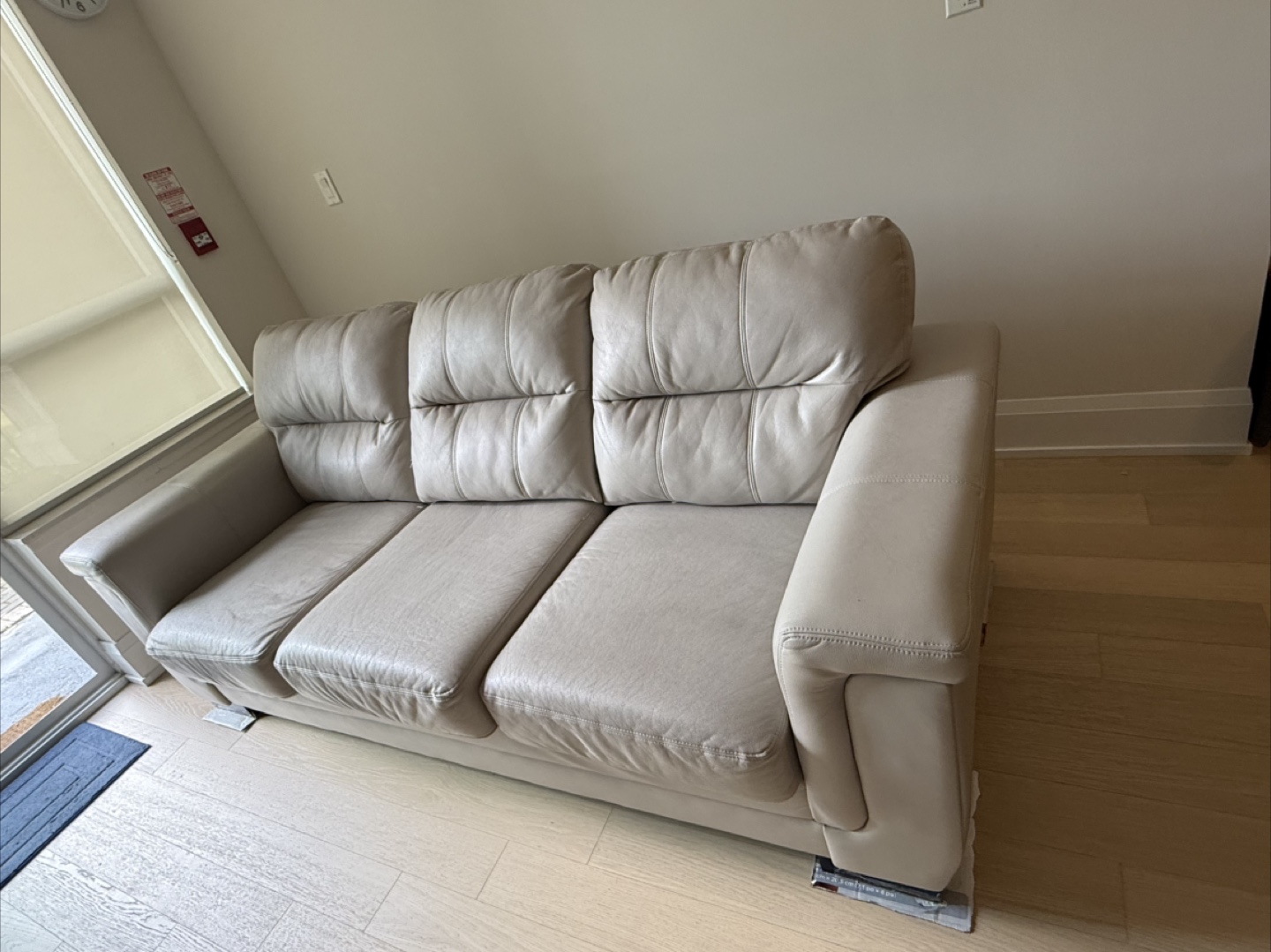 Leather Sofa - Light Beige - photo 2