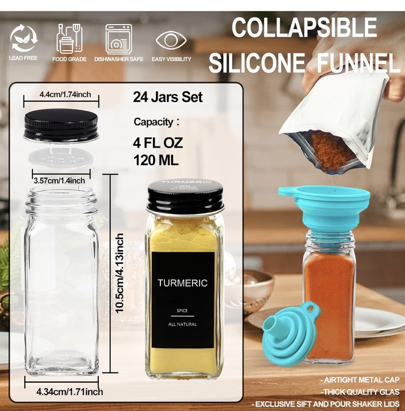 24 Spice Jars with Labels & Accessories - photo 5