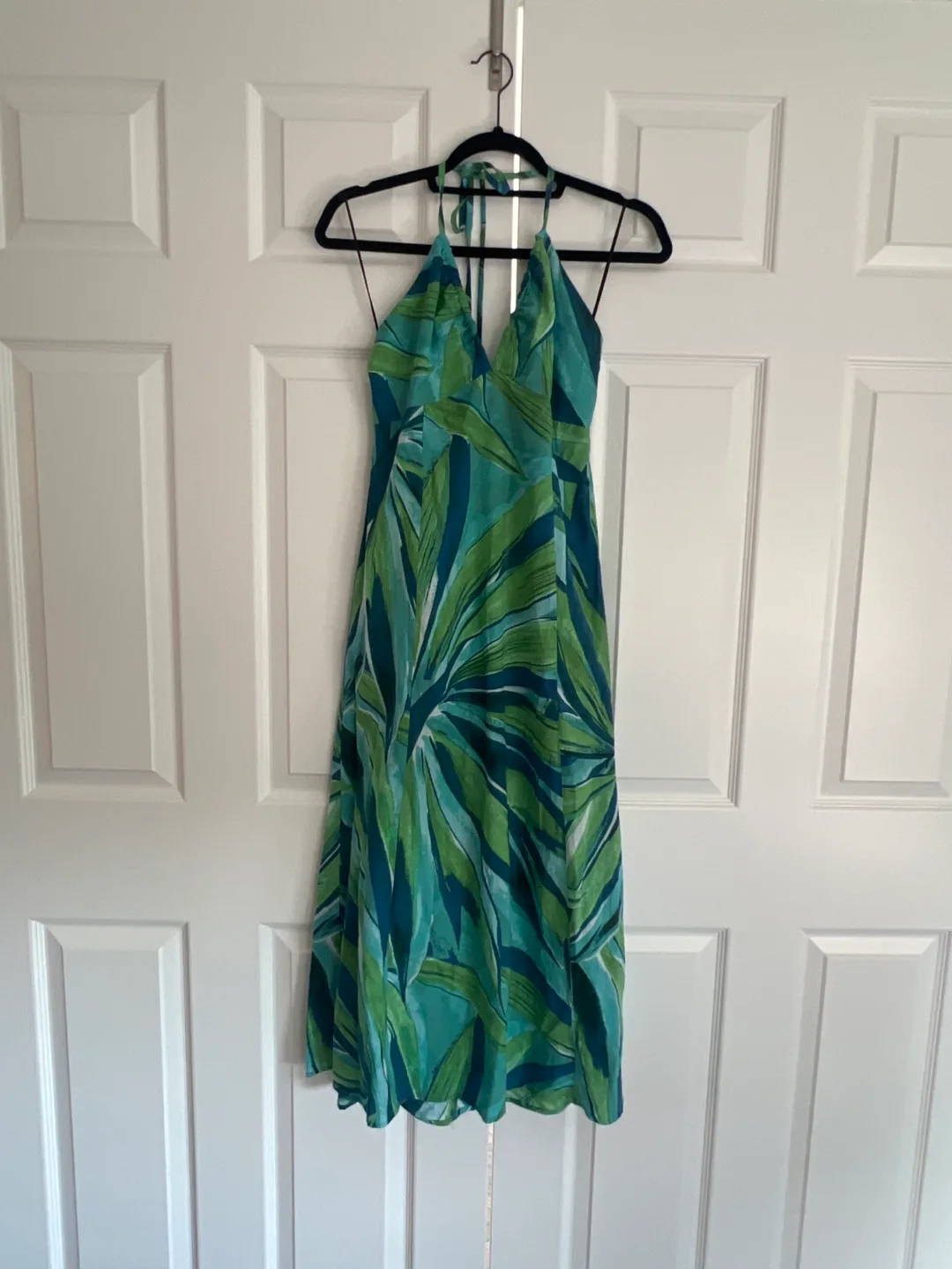 H&M Maxi Green & Blue Halter Dress - Size S thumbnail