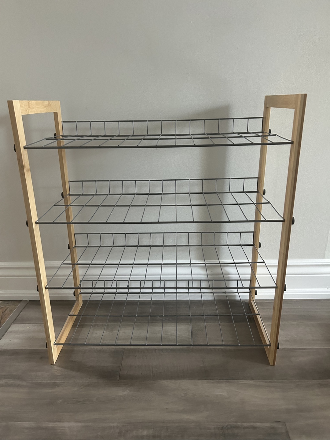 Bamboo & Metal 4-Tier Shoe Rack