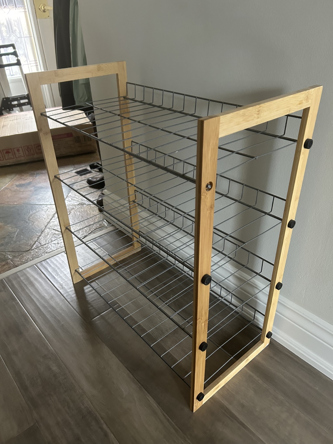 Bamboo & Metal 4-Tier Shoe Rack - photo 2