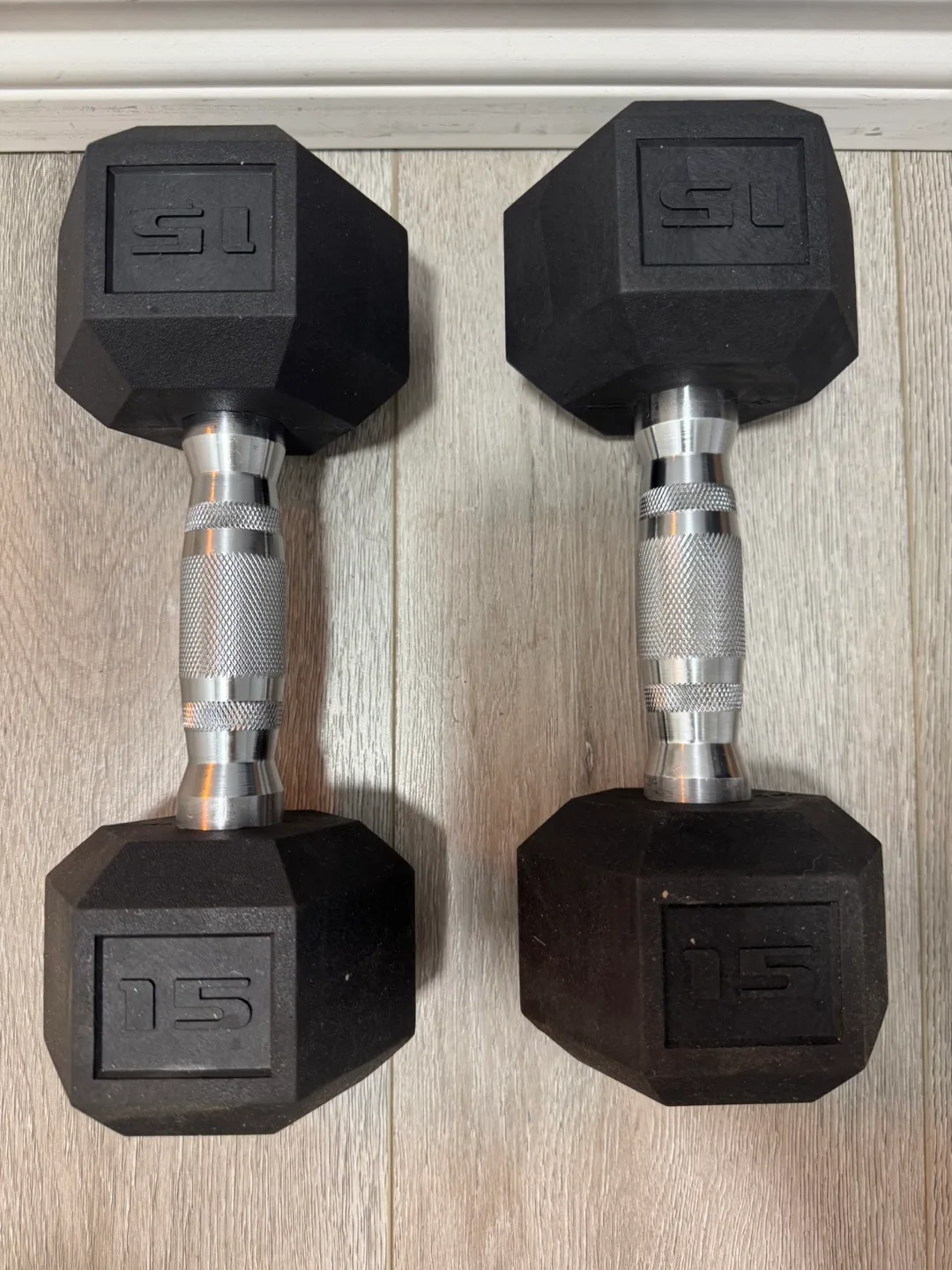 RUBBER DUMBBELL WEIGHT SET- 15LBS X 2 thumbnail