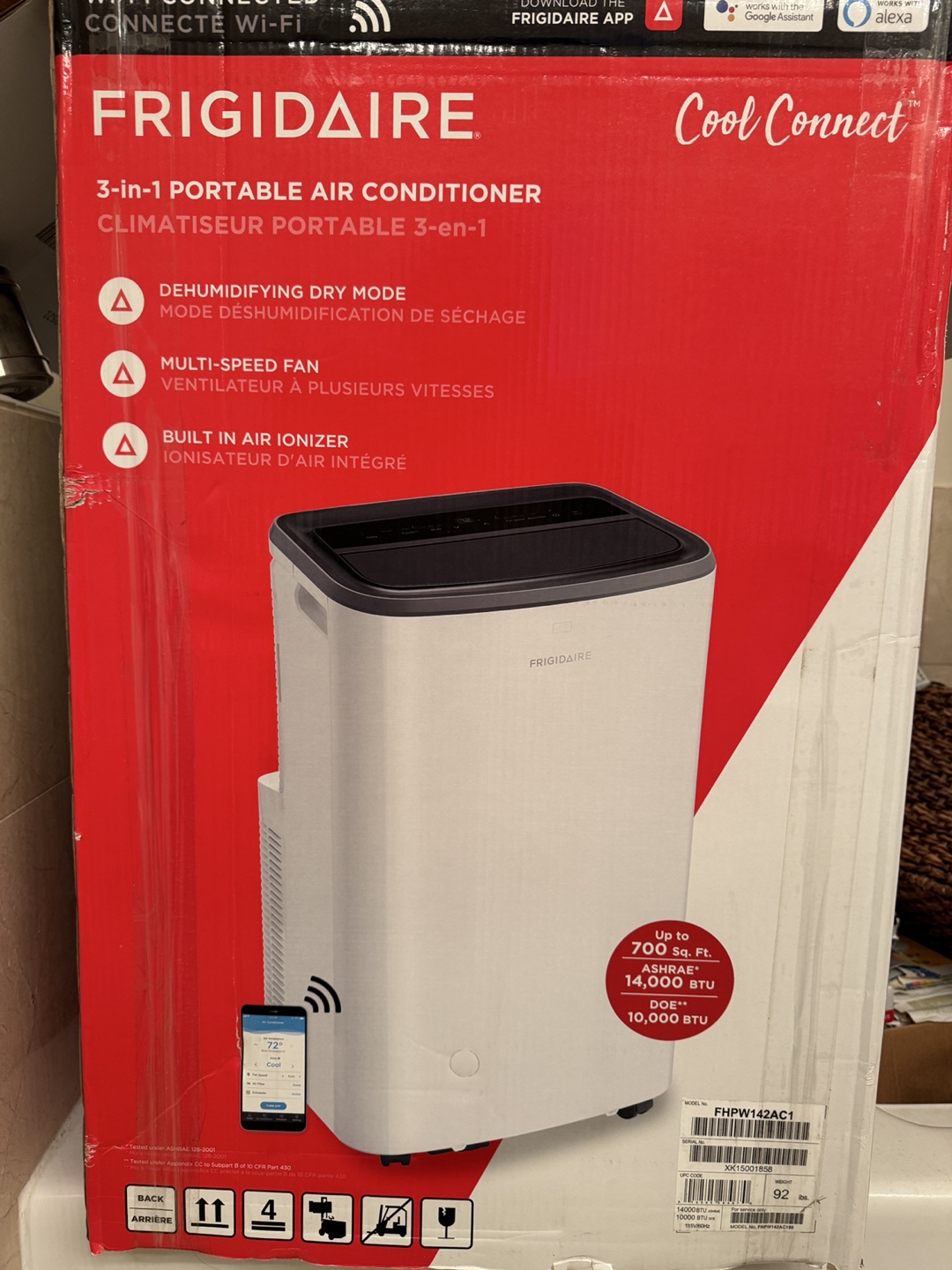 Frigidaire 14,000 BTU Portable “Smart” AC – 1.5 seasons - photo 3