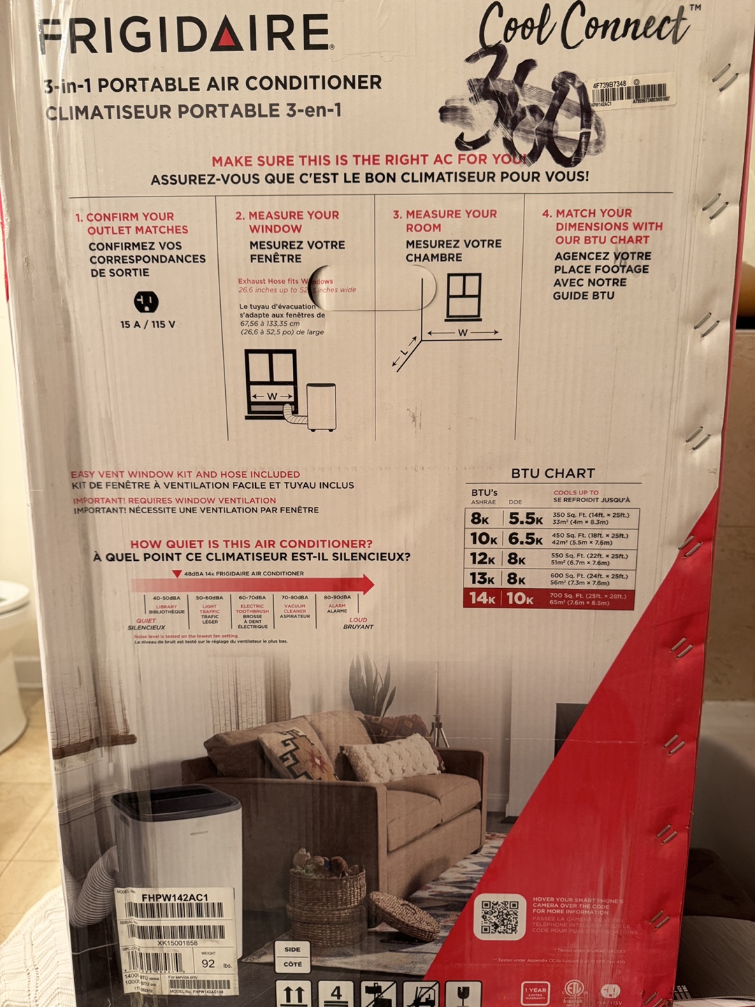 Frigidaire 14,000 BTU Portable “Smart” AC – 1.5 seasons - photo 2