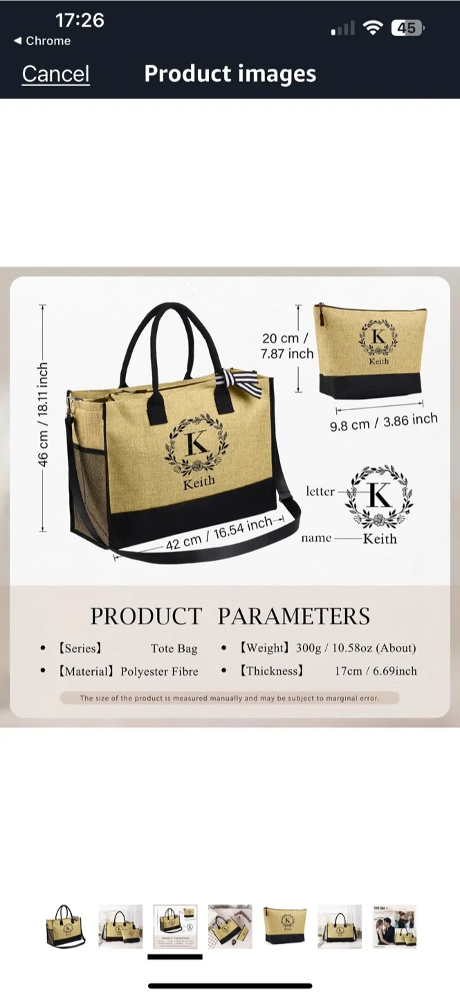 🌸Natural Jute  fiber Tote Bag with Cosmetic Bag image indicator(3)