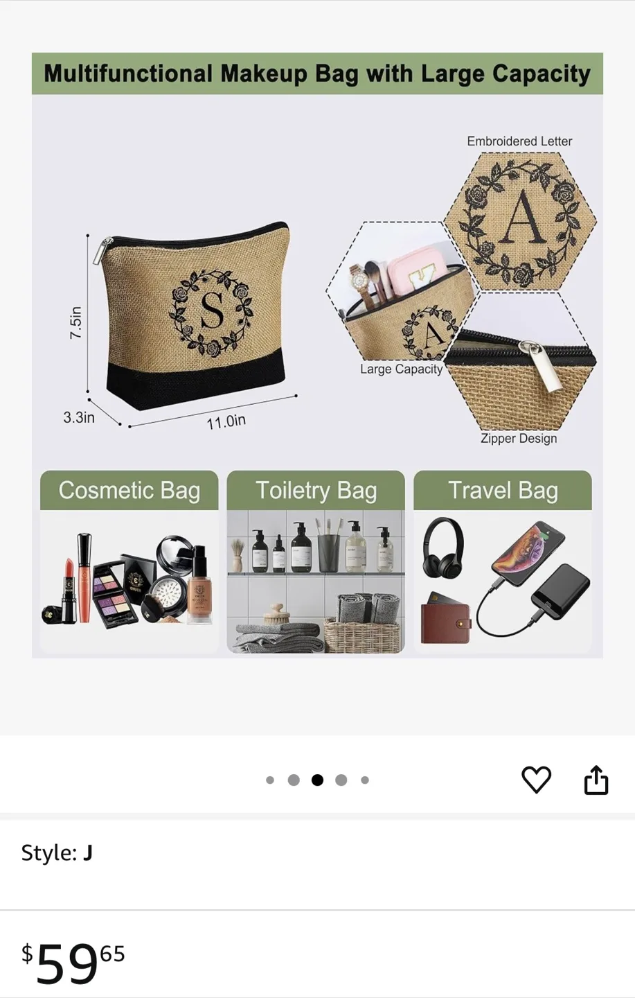 🌸Natural Jute  fiber Tote Bag with Cosmetic Bag image indicator(8)