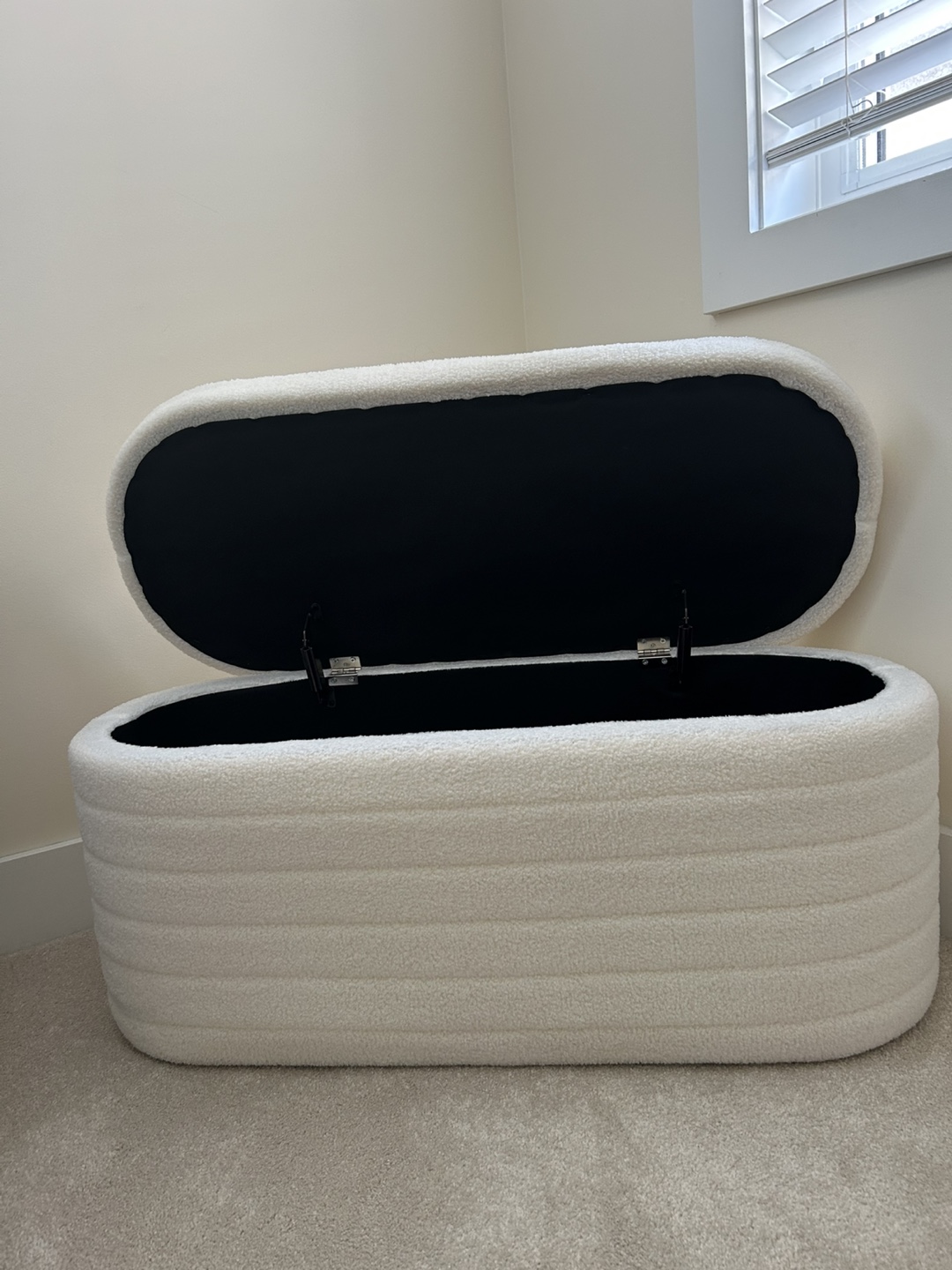 White Sherpa Storage Ottoman