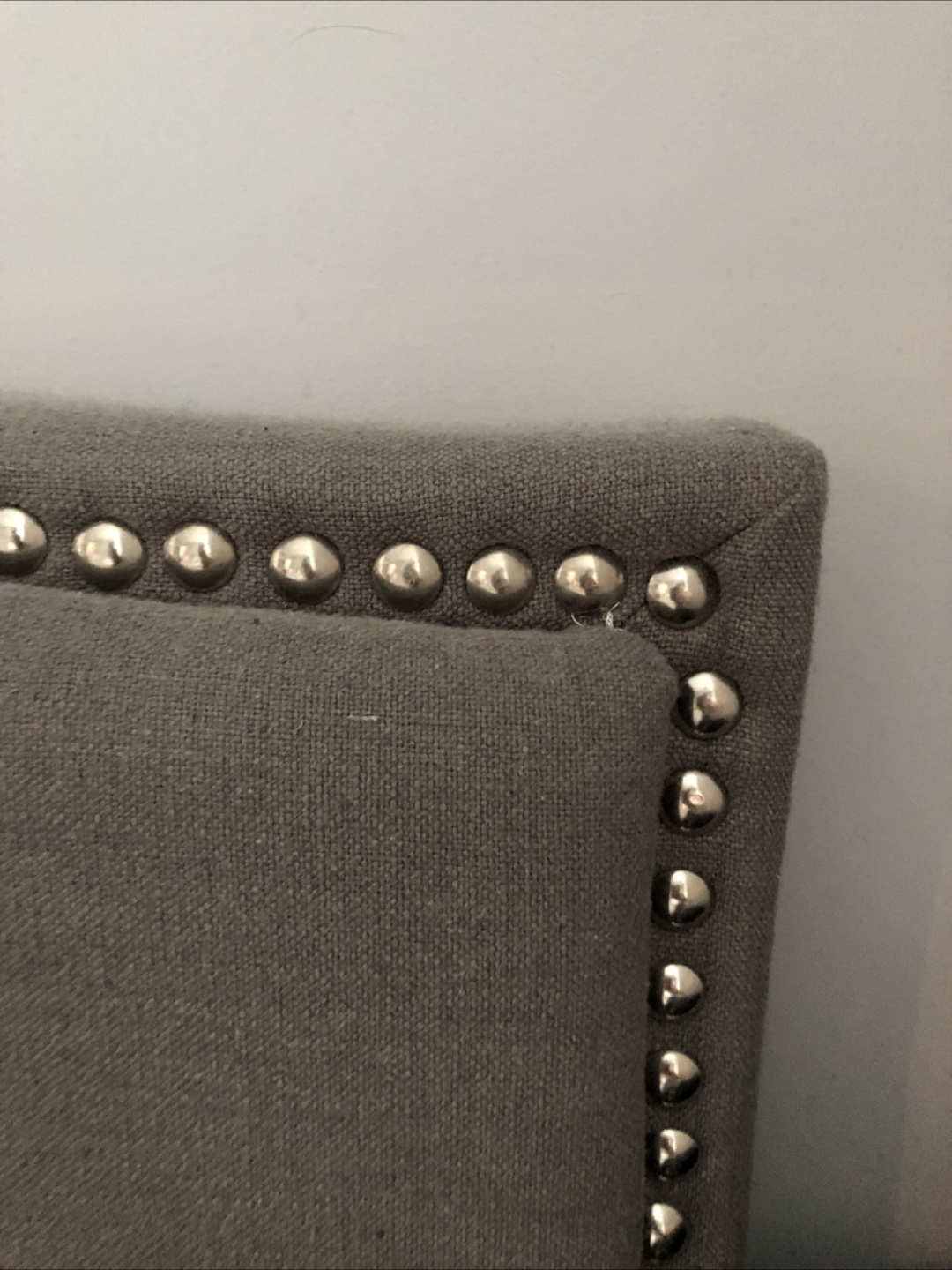 Grey Fabric Headboard with Nailhead Trim - photo 2