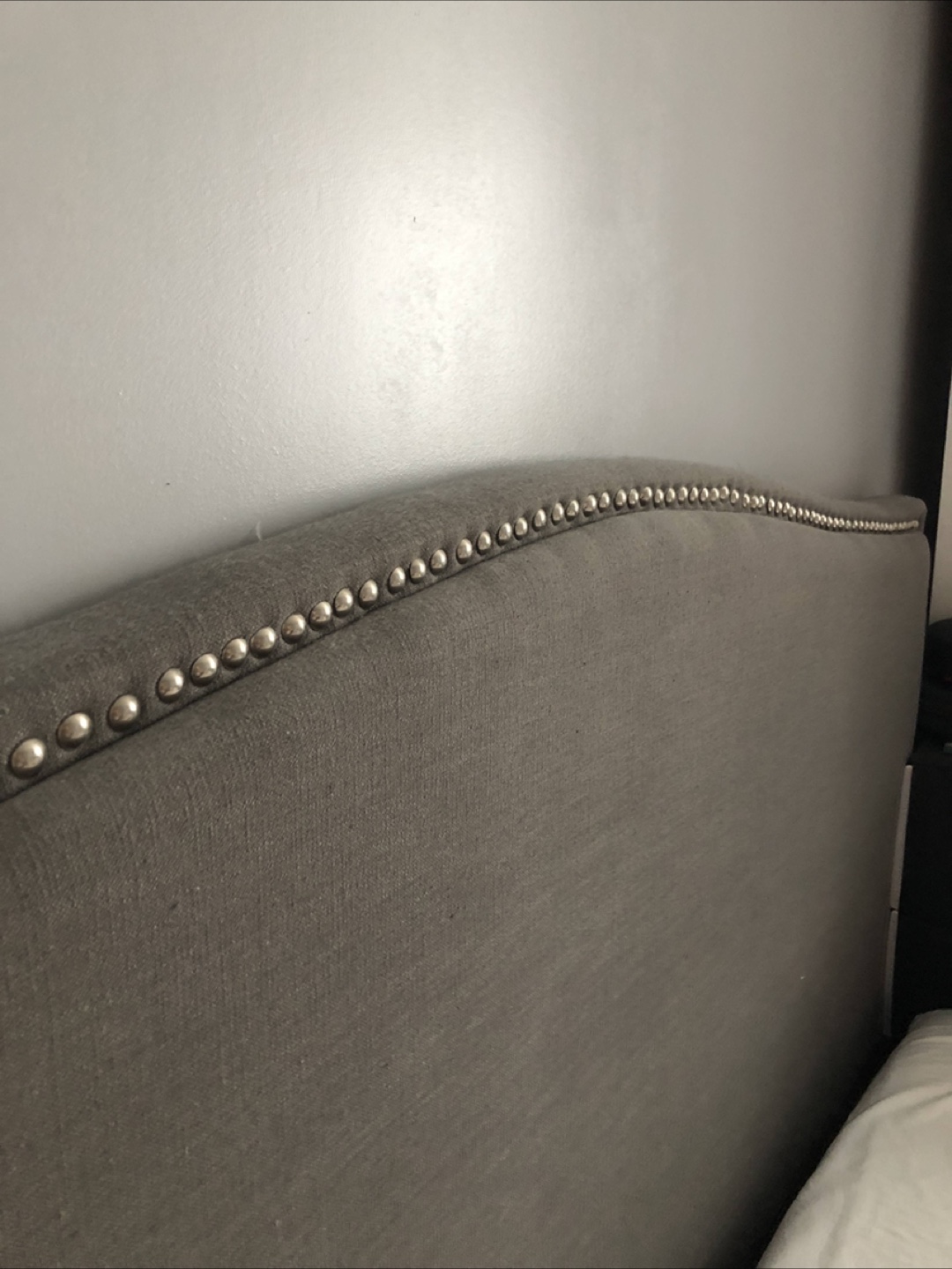Grey Fabric Headboard with Nailhead Trim - photo 4