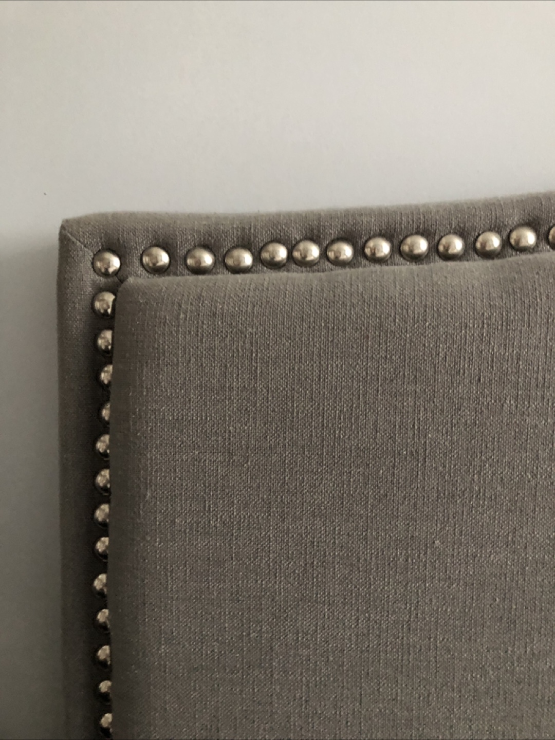 Grey Fabric Headboard with Nailhead Trim - photo 5