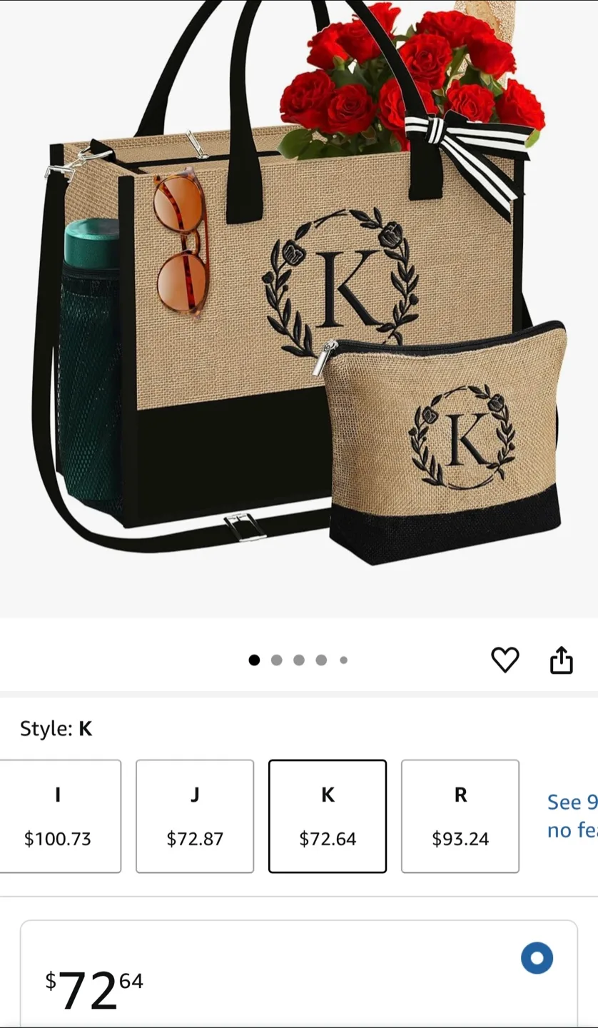 🌸Natural Jute  fiber Tote Bag with Cosmetic Bag image indicator(10)