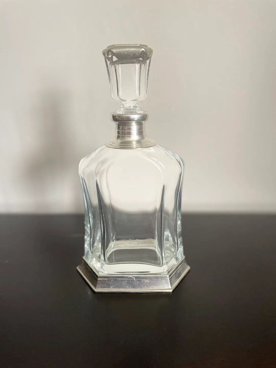 Glass Decanter with Silver Accents thumbnail