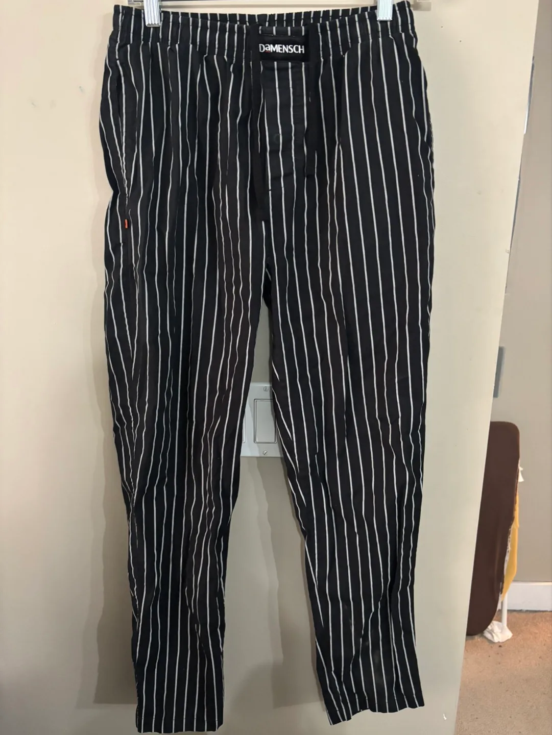 Damensch Black & White Striped Pants - Size M thumbnail