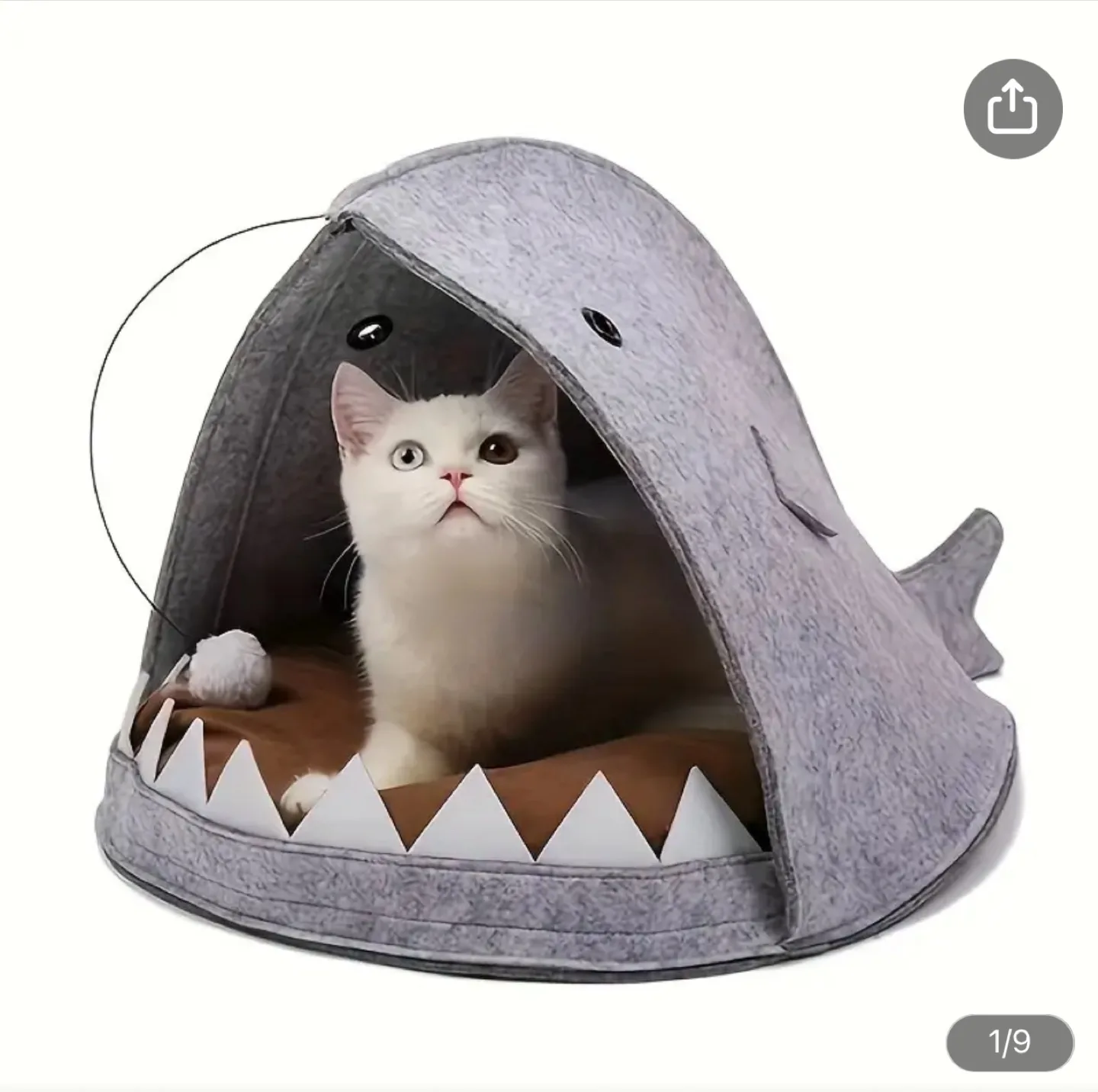 Shark-Shaped Felt Cat Bed Cave image indicator(2)