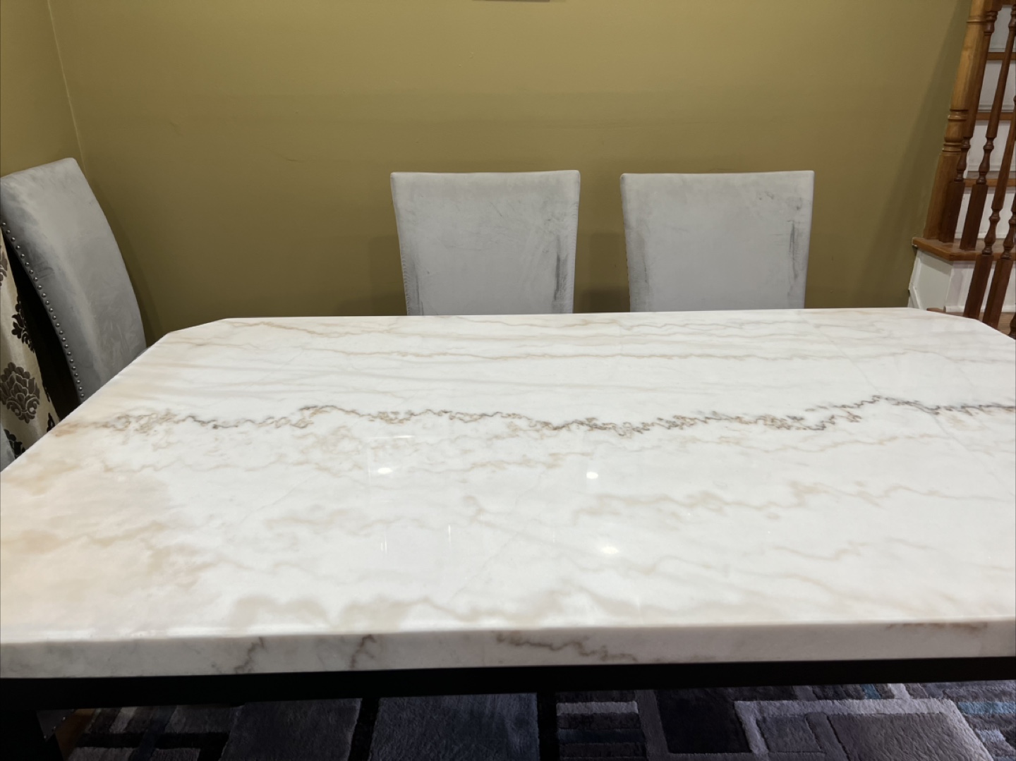 Marble Dining Table with 6 Grey Chairs - photo 3