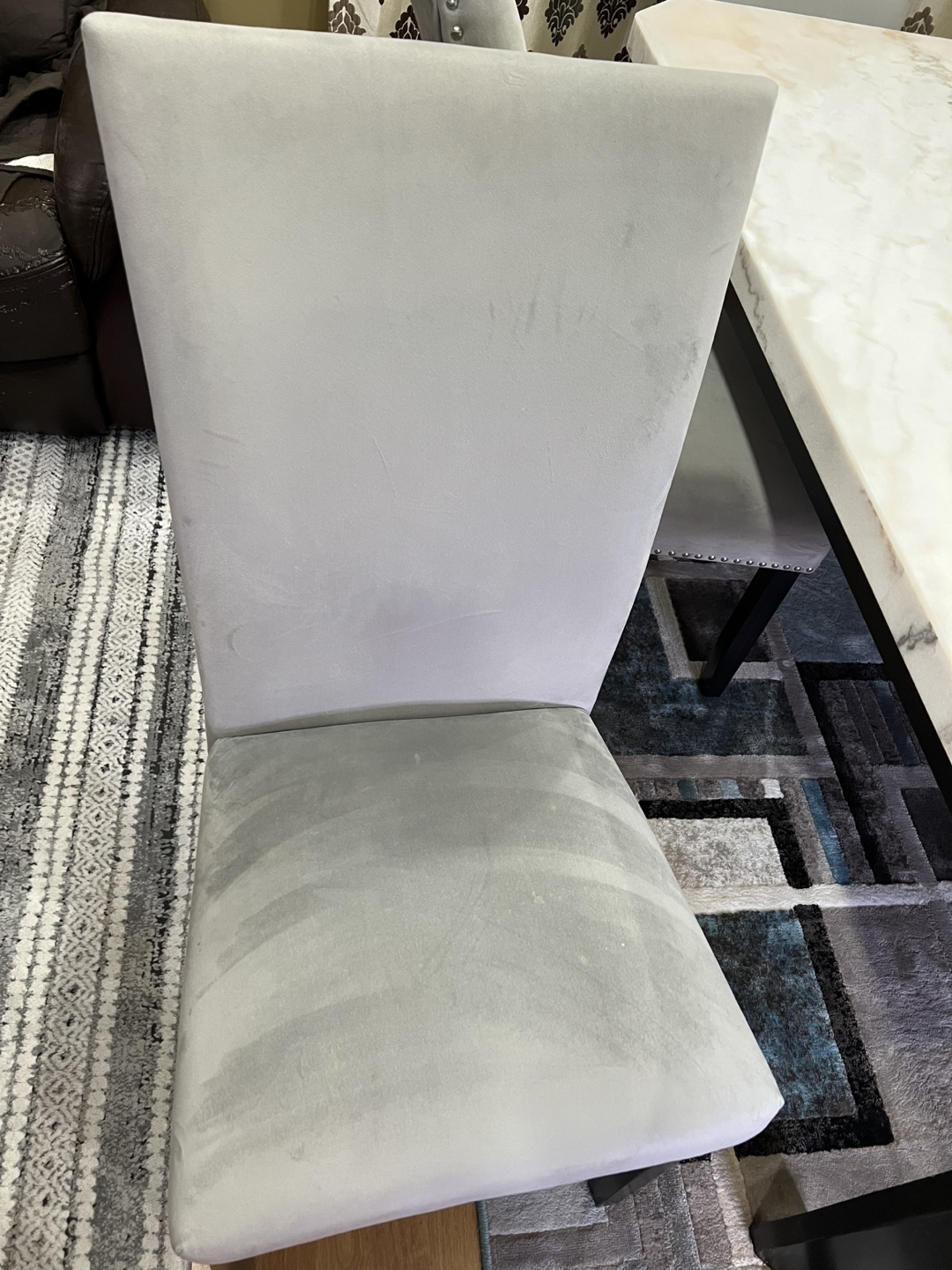 Marble Dining Table with 6 Grey Chairs - photo 5