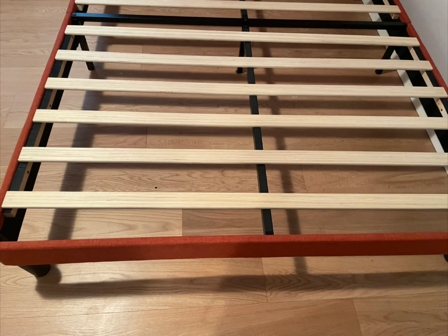 Stylish Orange Upholstered Bed Frame for Queen Size Mattress image indicator(6)