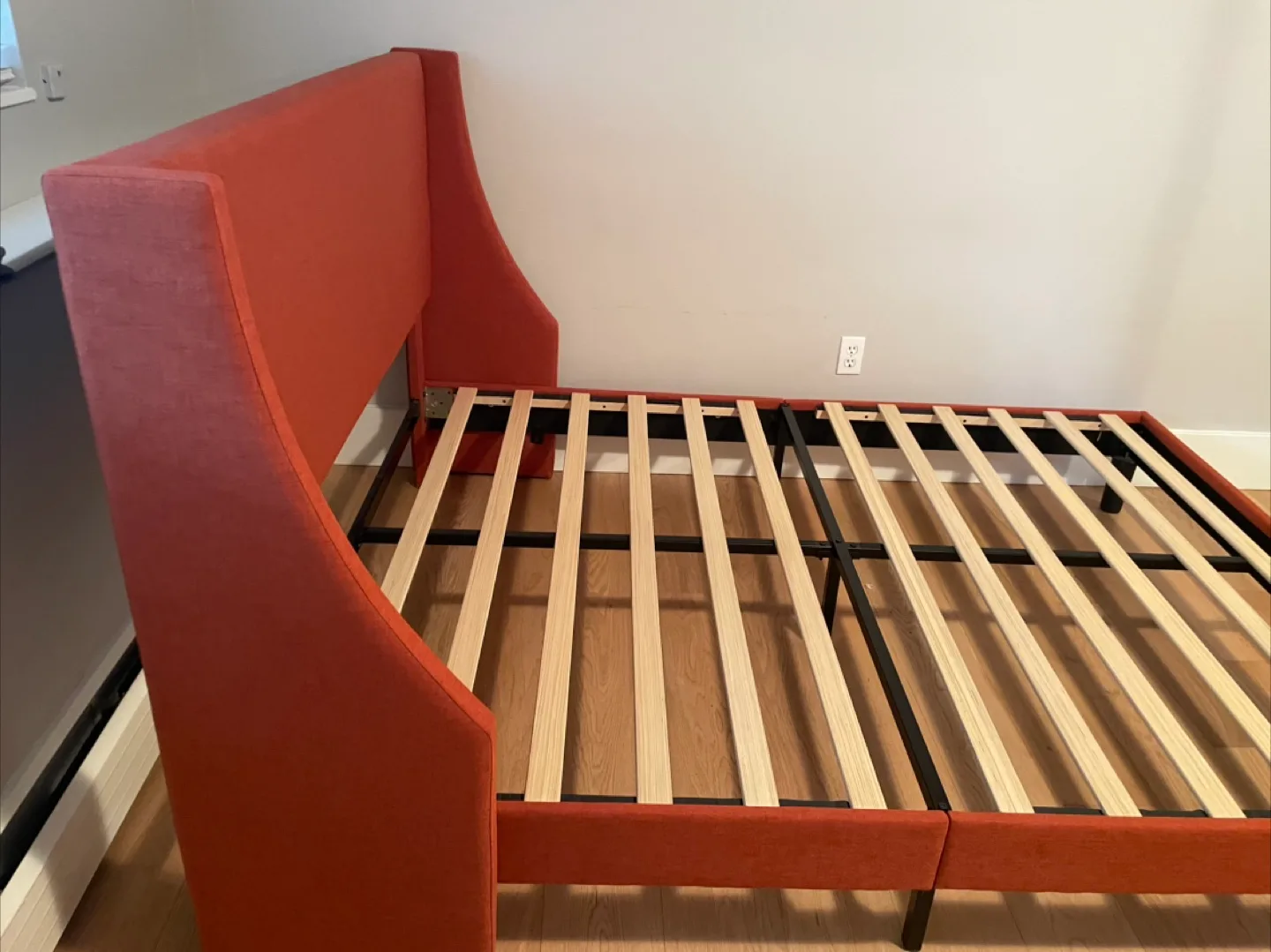 Stylish Orange Upholstered Bed Frame for Queen Size Mattress image indicator(3)