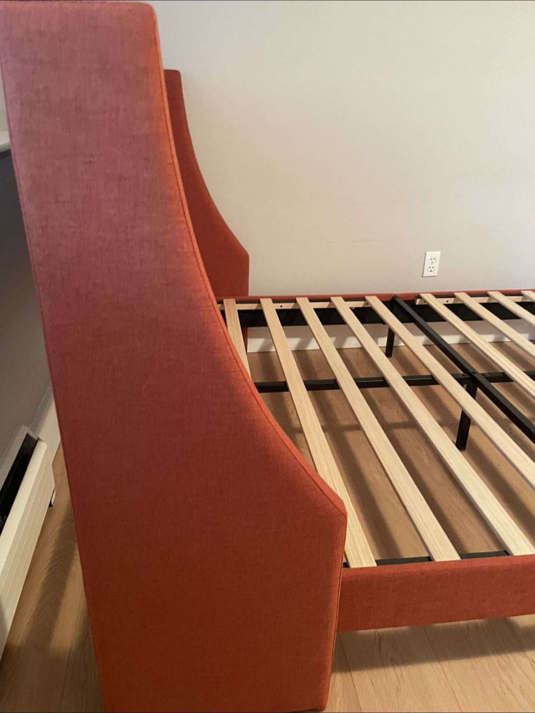 Stylish Orange Upholstered Bed Frame for Queen Size Mattress - photo 5