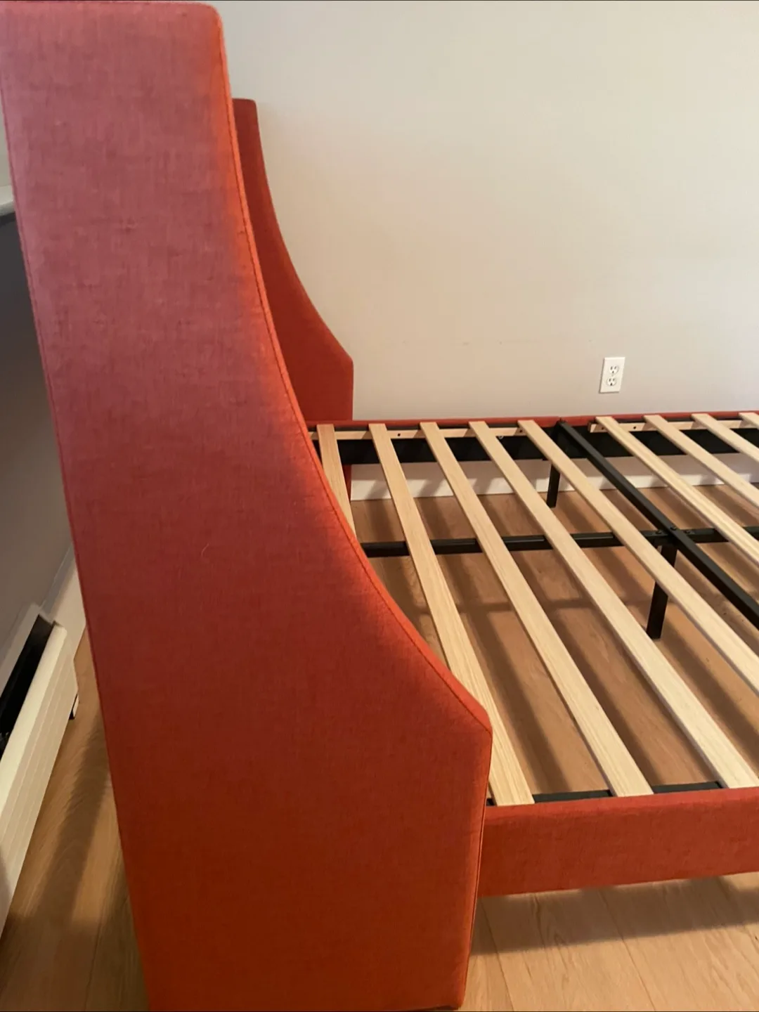 Stylish Orange Upholstered Bed Frame for Queen Size Mattress image indicator(5)