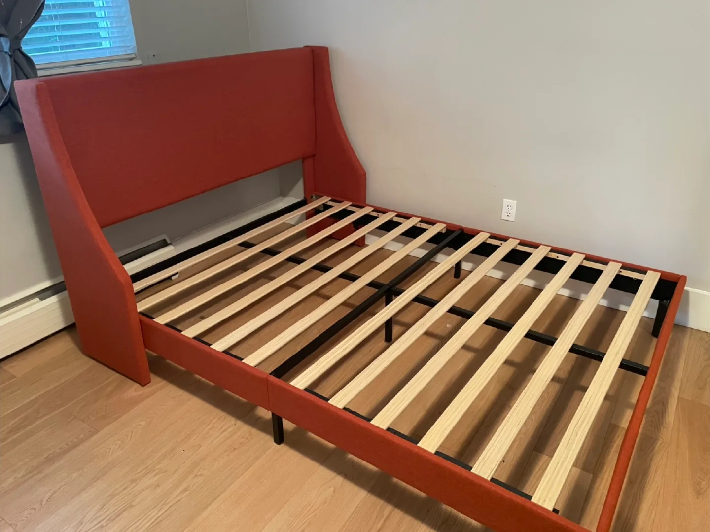 Stylish Orange Upholstered Bed Frame for Queen Size Mattress image indicator(7)