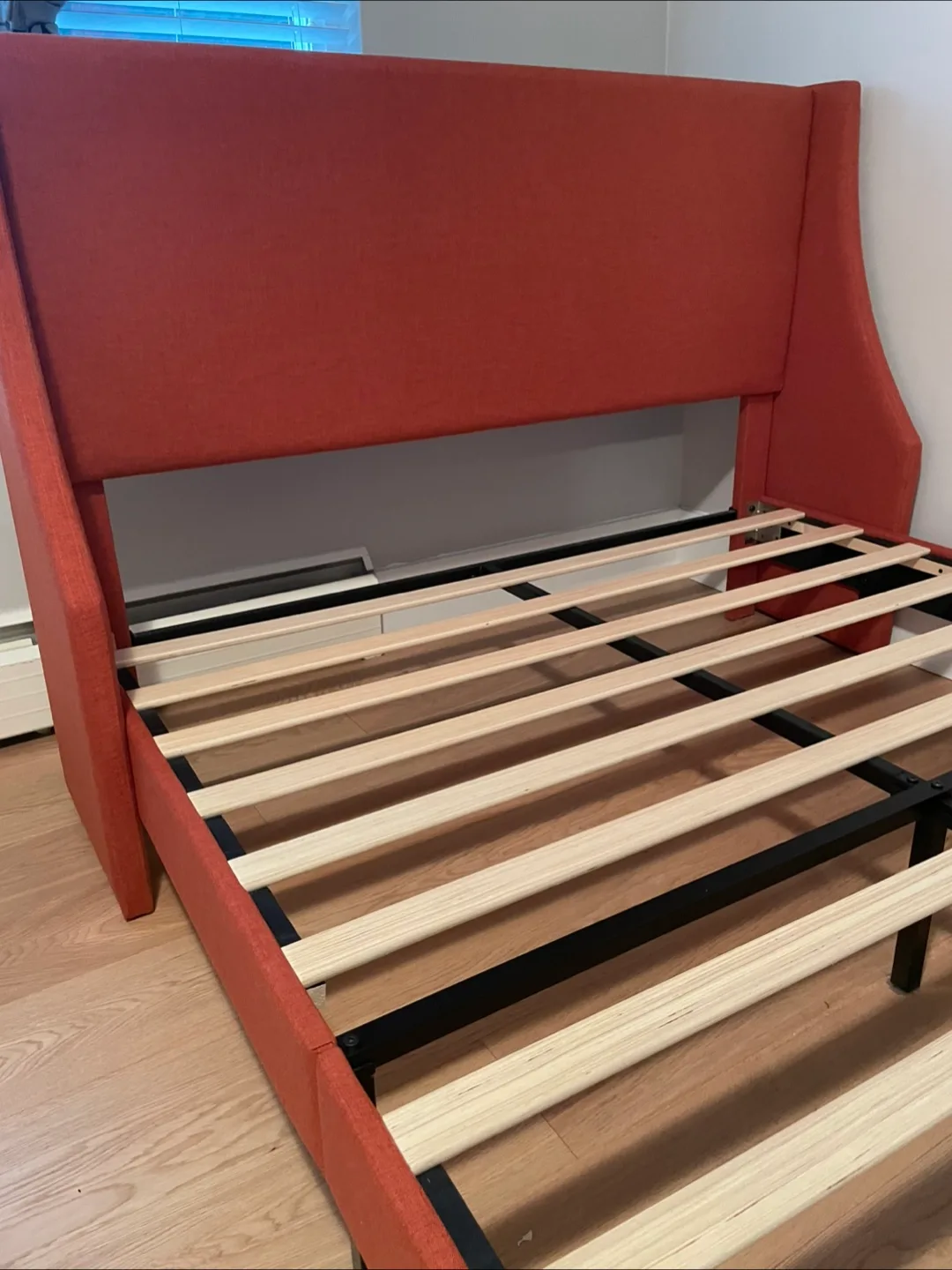 Stylish Orange Upholstered Bed Frame for Queen Size Mattress image indicator(8)