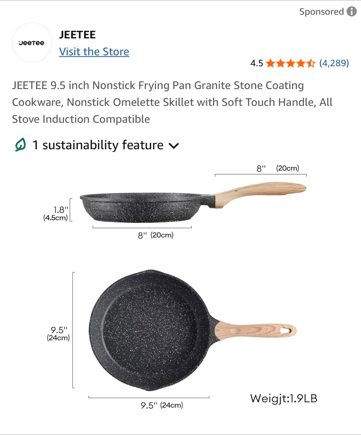 JEETEE 9.5 inch Nonstick Frying Pan image indicator(7)