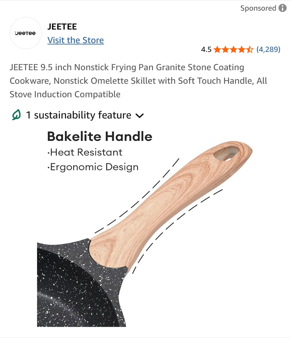 JEETEE 9.5 inch Nonstick Frying Pan image indicator(2)