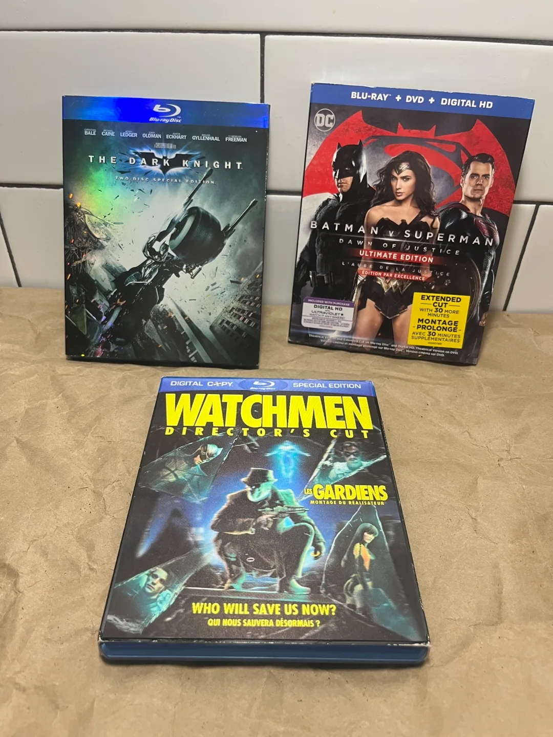 Blu-Ray Movie - Watchmen, Dark Knight, Batman vs Superman thumbnail