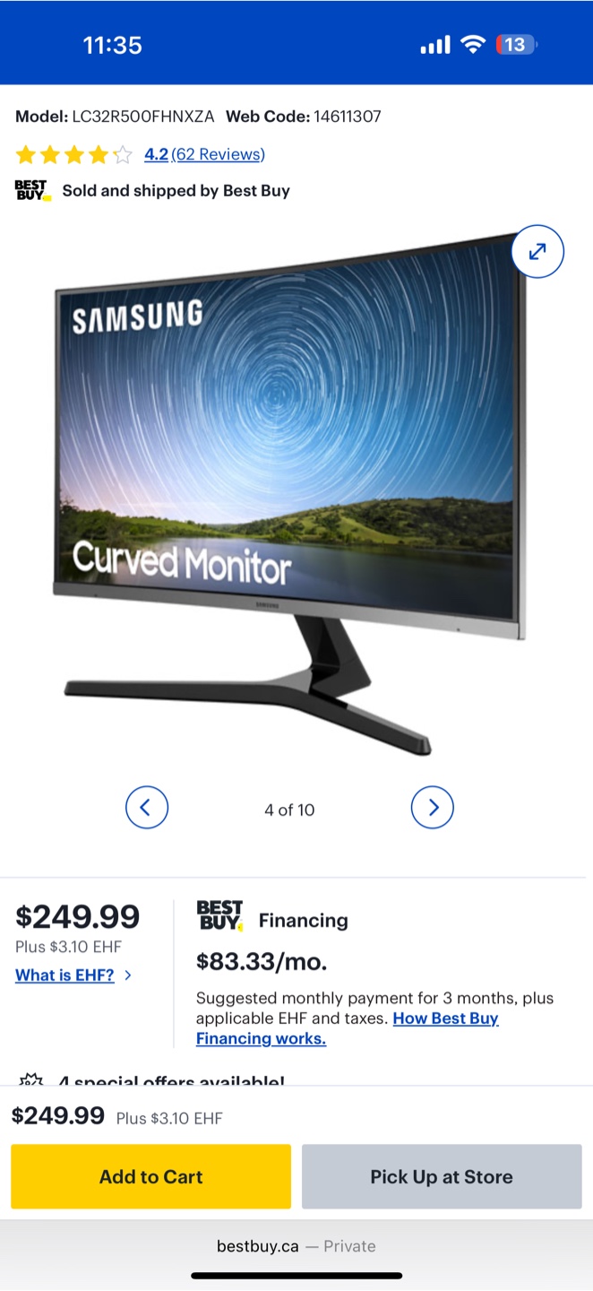 Samsung 32" Curved Monitor - LC32R500FH