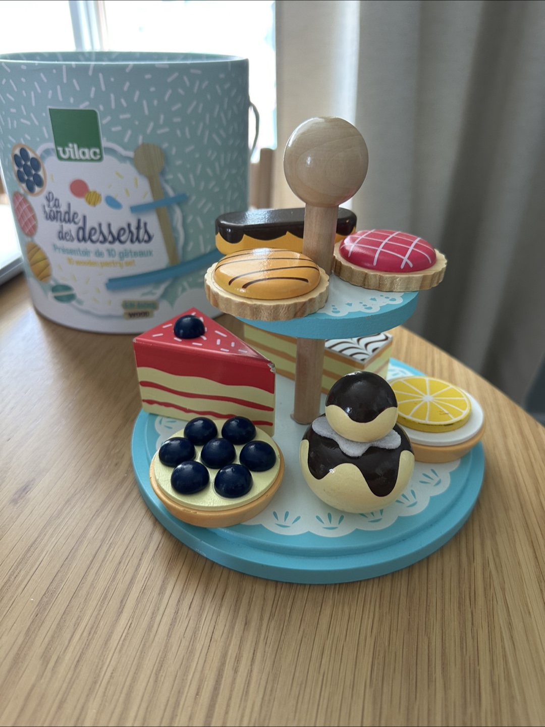 Vilac Wooden Pastries with Tiered Stand