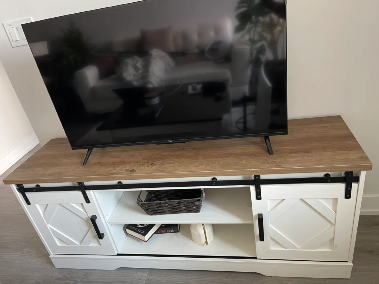 WAMPAT Farmhouse TV Stand - Sliding Barn Door image indicator(5)