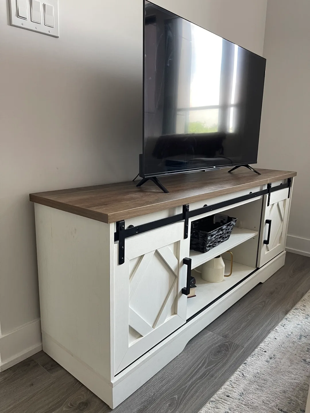 WAMPAT Farmhouse TV Stand - Sliding Barn Door image indicator(4)