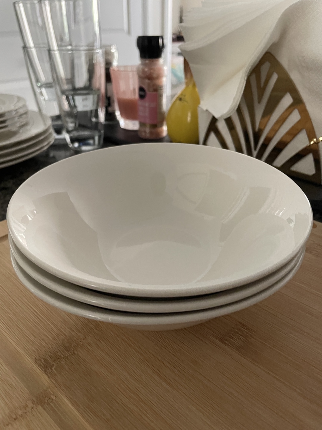 Set of 15 White Ceramic Bowls & Plates, and Glasses - photo 3