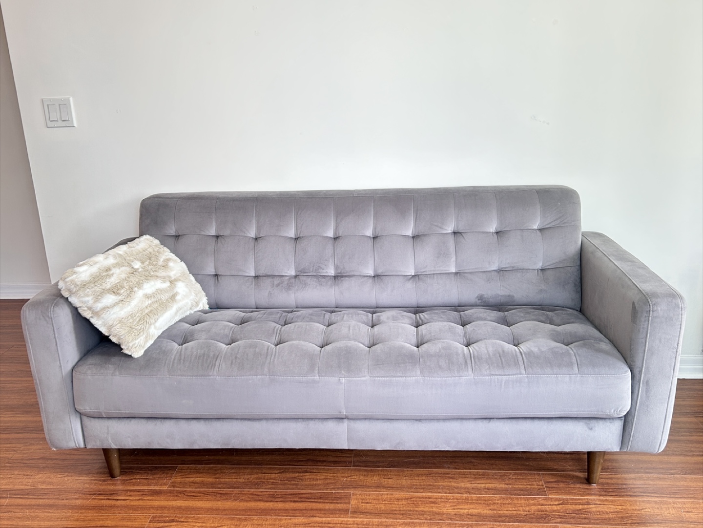 GREY VELVET FABRIC SOFA
