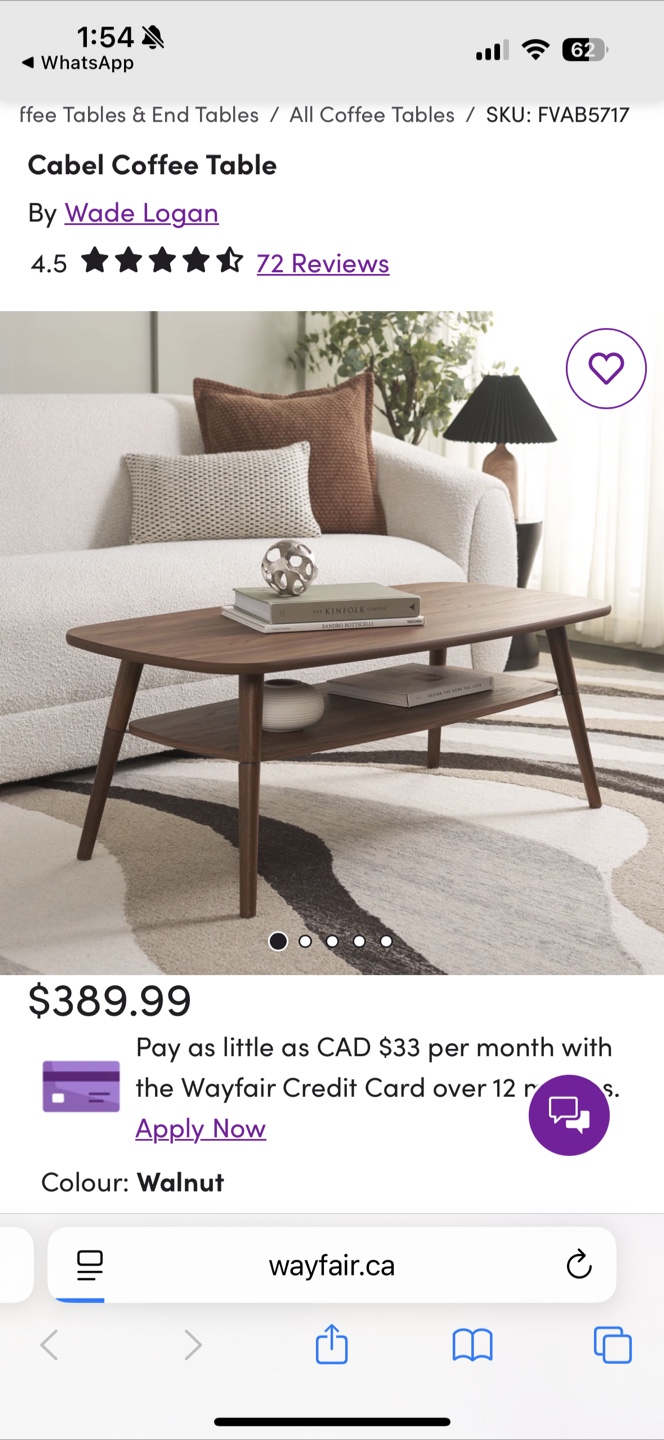 Wade Logan Cabel Coffee Table - Walnut