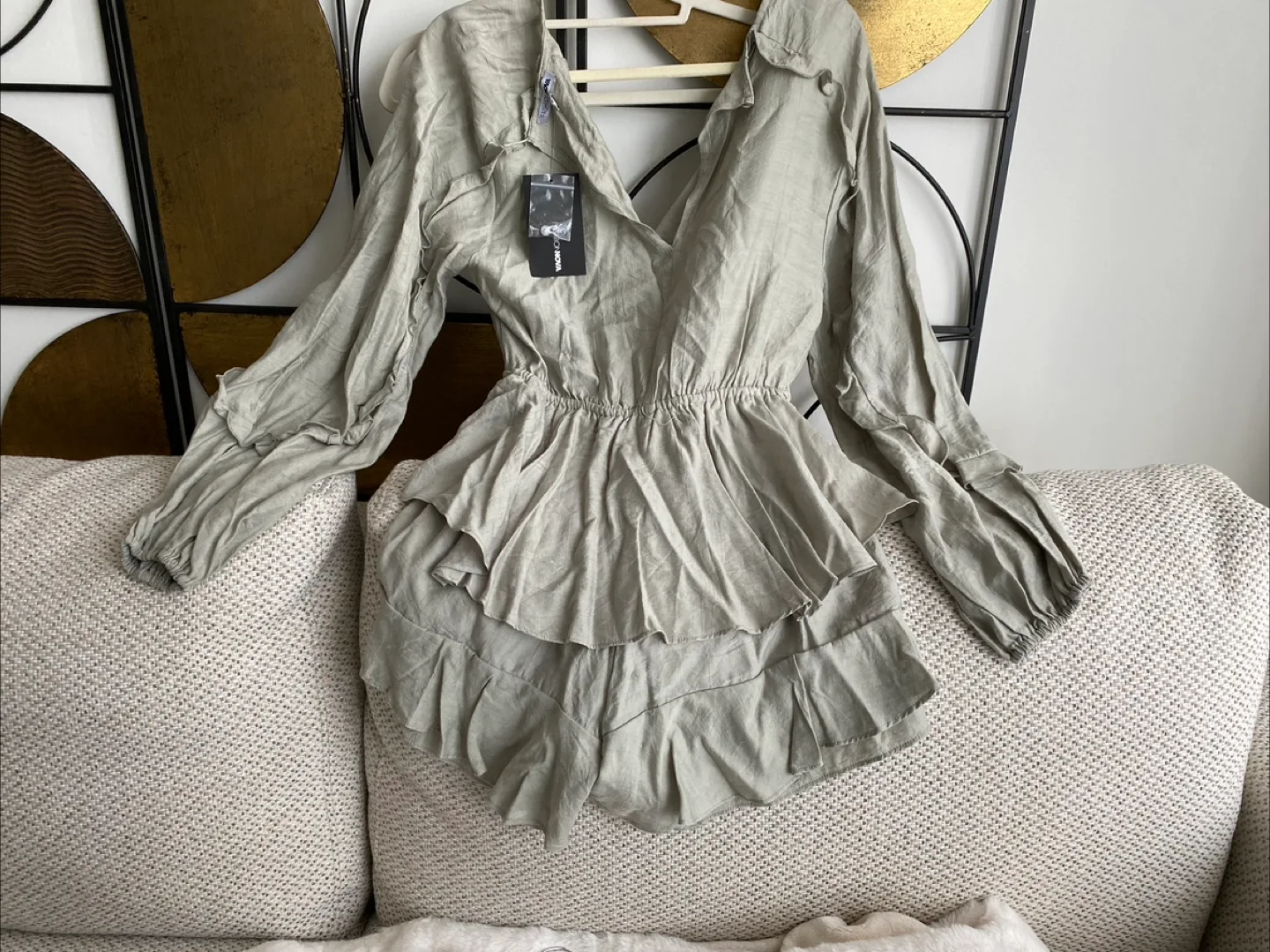 Long Sleeve Floral Romper  Size S Bohemian Boho Playsuit image indicator(2)