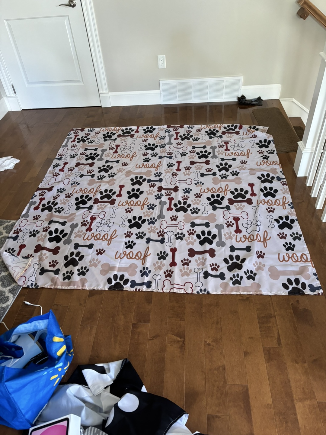 Dog Footprint Bone Printed Shower Curtain