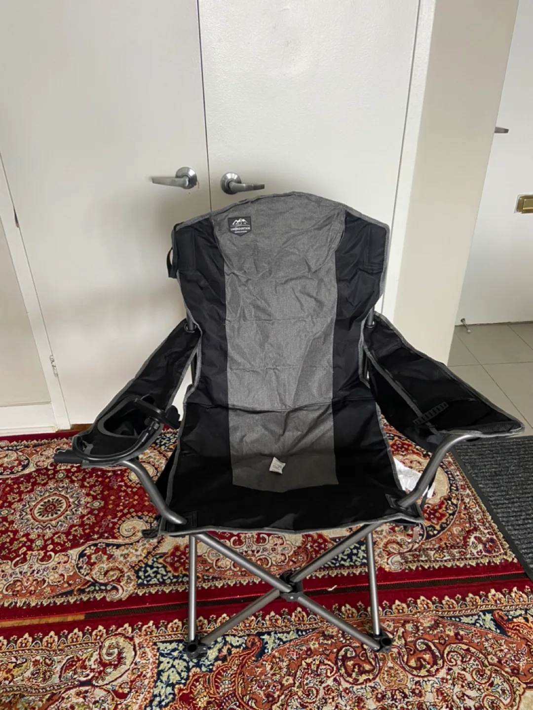 LAND OUNTAIN Folding Camping Chair - Black & Grey thumbnail