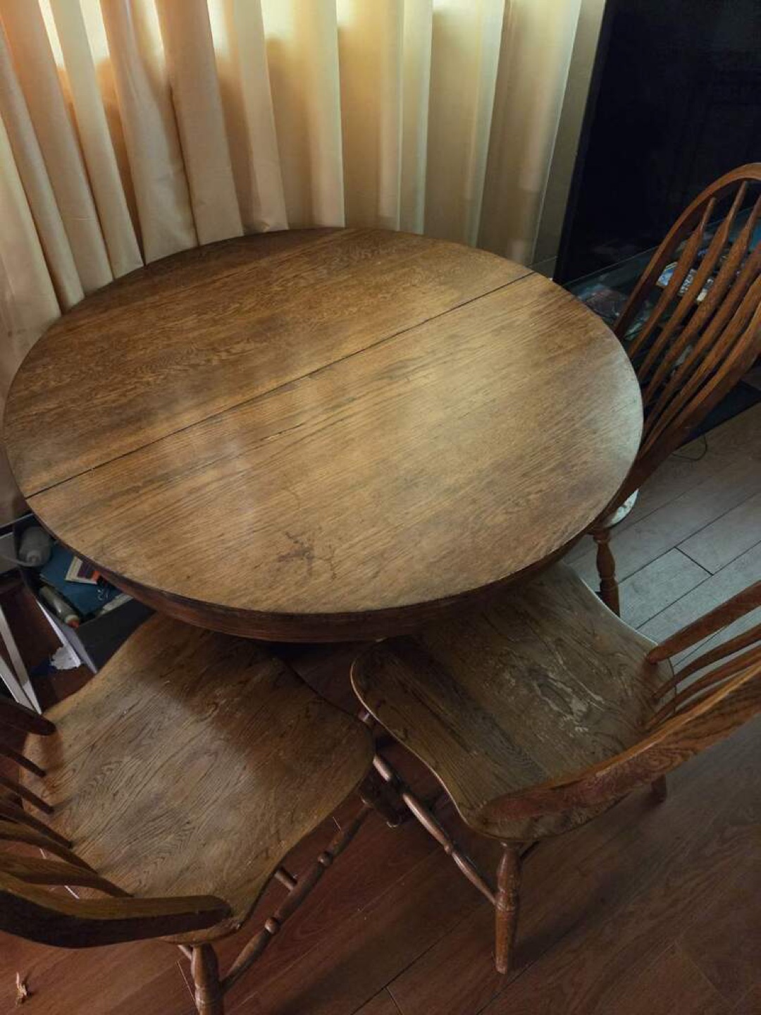 Wooden Round Dining Table with 3 Chairs