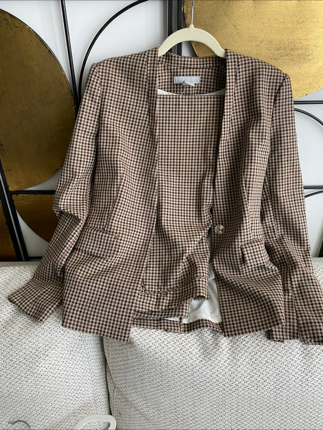 H&M Women's Checkered Blazer sz4  & Pants Sz 8  Suit thumbnail