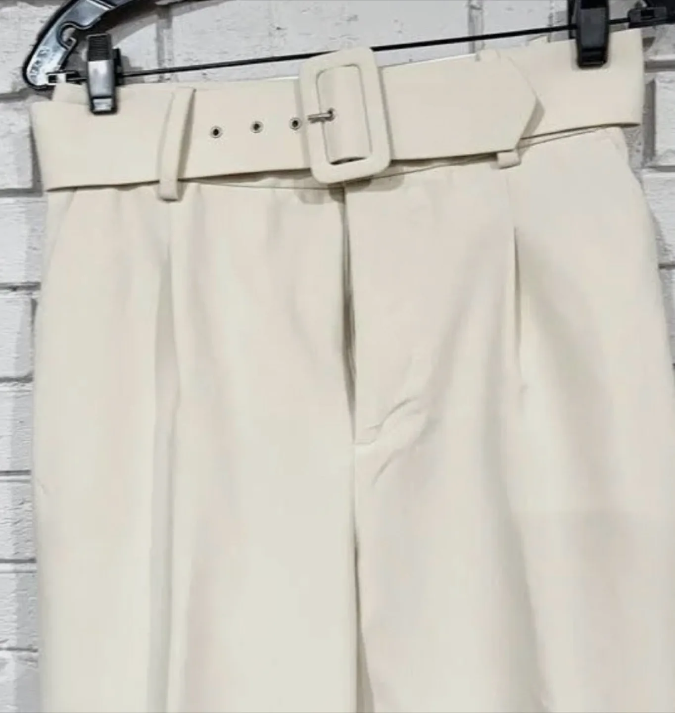 Beige Belted Dress Pants Zara Sz S image indicator(4)