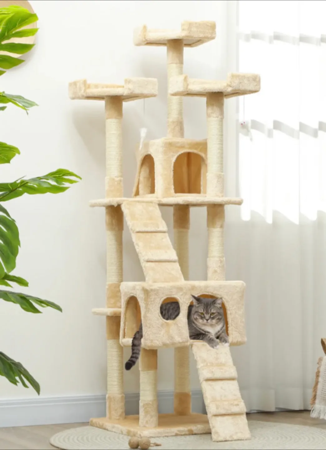 68INCH MULTI-LEVEL CAT SCRATCHING TREE CAT CONDO thumbnail