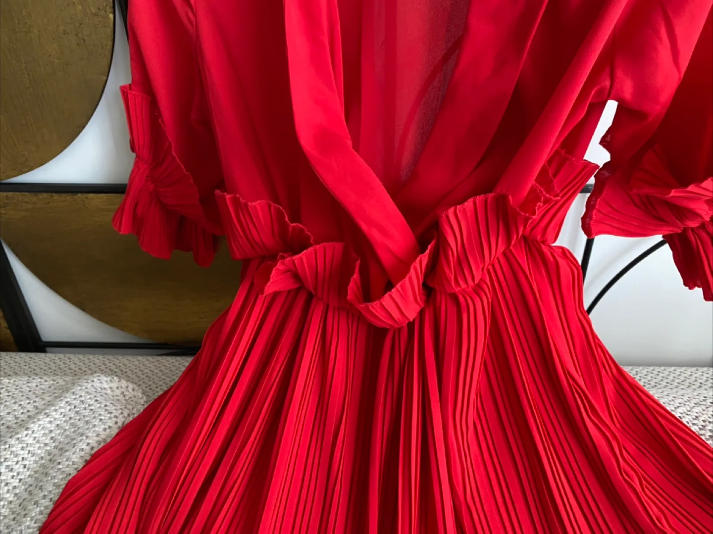 Red Pleated Dress sz S image indicator(3)
